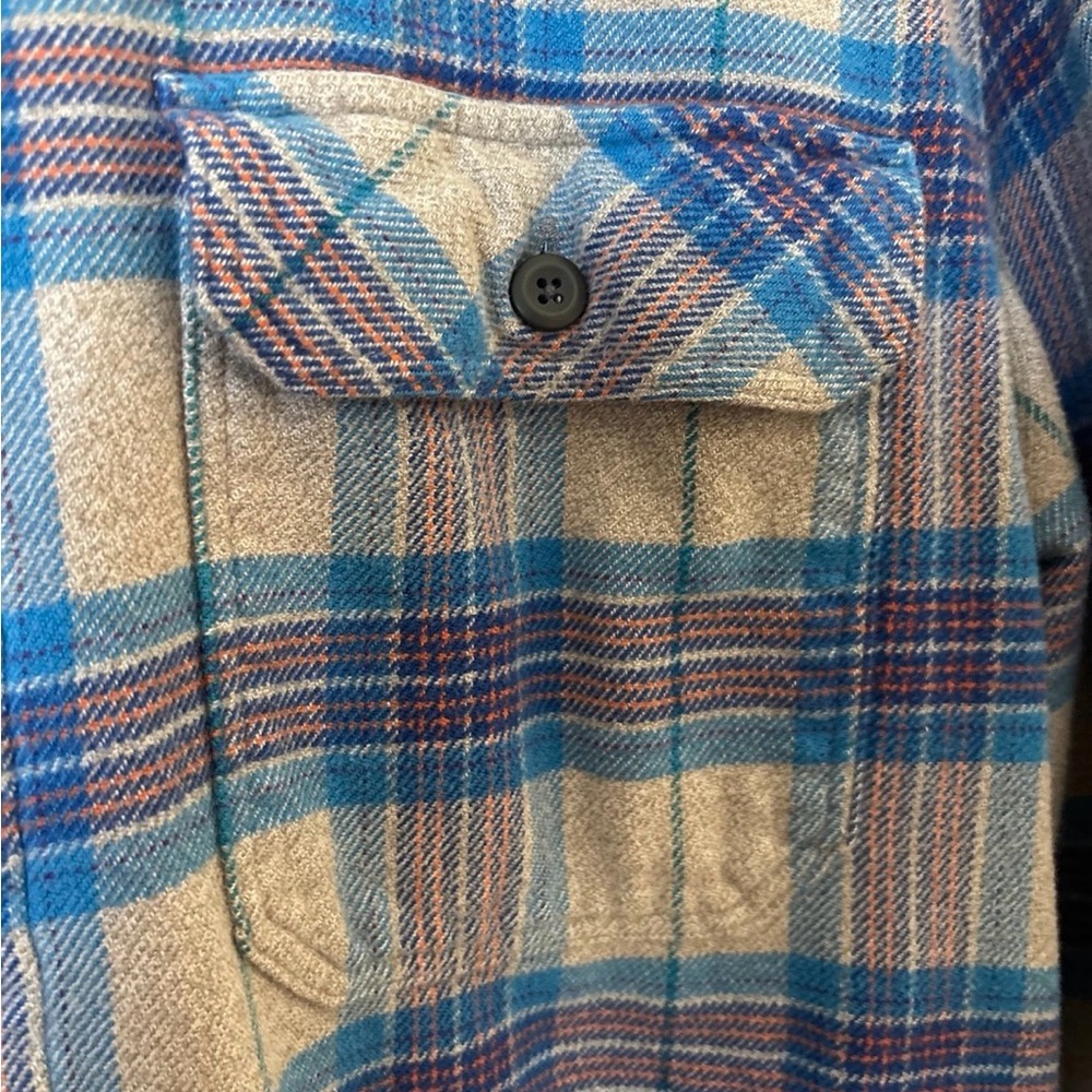Patagonia M Fjord Flannel Shirt Plaid Andes Blue - Picture 4 of 10